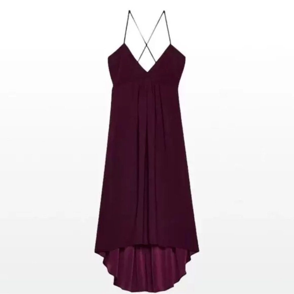 Aritzia Wilfred  Cami Midi Criss Cross Tie Burgundy Dress